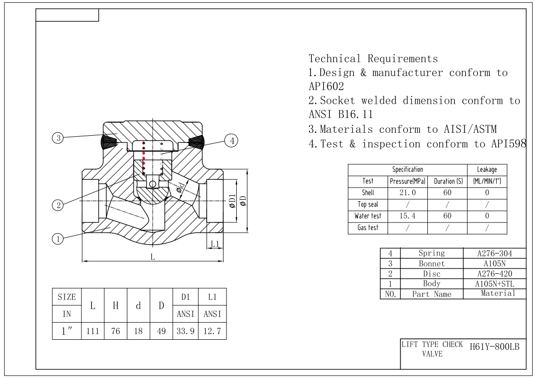 Lift Check Valve