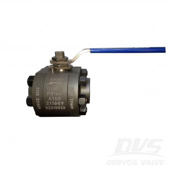 ASME B16.34, DN50 PN160 3 Pieces Floating Ball Valve, F NPT Connection, Lever, Body A105